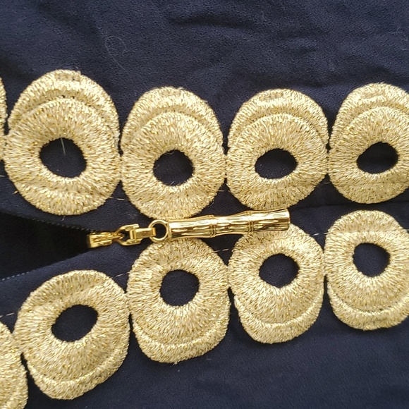 Lilly Pulitzer Long Sleeve Navy and Gold Dress - Picture 3 of 4